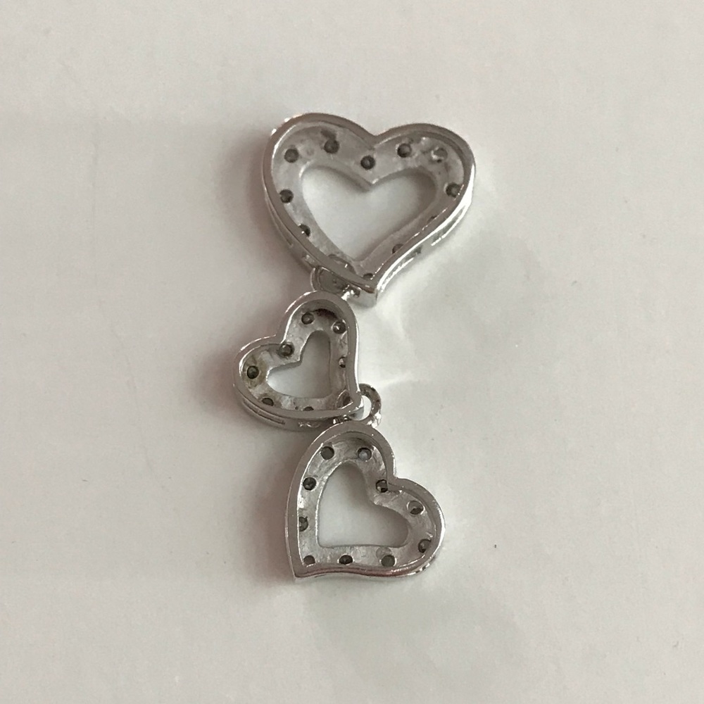 Heart silver Rhodium pendant with cubic zirconia!. - Picture 2 of 4